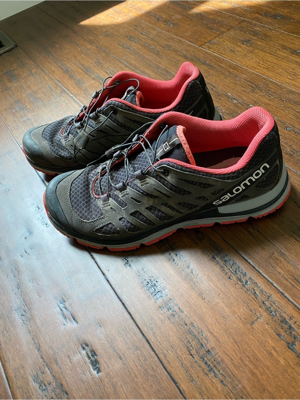 Salomon Black Trail Shoes with Pink Lining